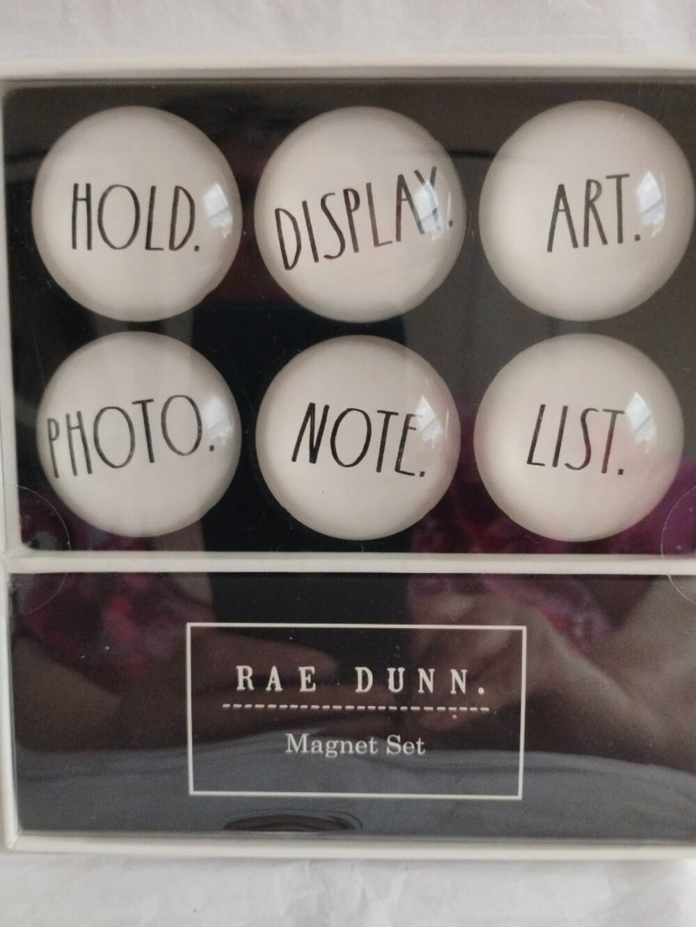 Rae Dunn Glass Dome Magnet Set-HOLD-DISPLAY-ART-PHOTO-NOTE-LIST- New in Box